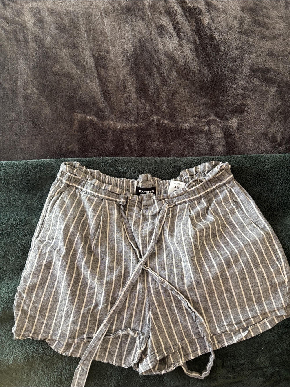 Express womens Gray and White Striped Flat Front Shorts